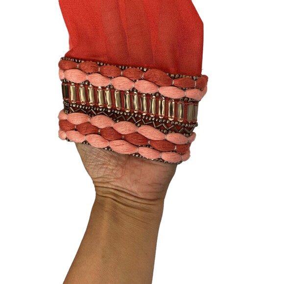 SOFT SURROUNDINGS Coral Pink Ombre V-Neck Long Sleeve Embellished Cuff X-Large - Picture 5 of 8